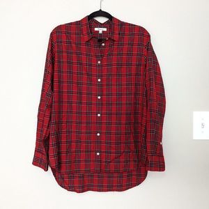 Madewell Red Black Plaid Button Front Long Sleeve Shirt